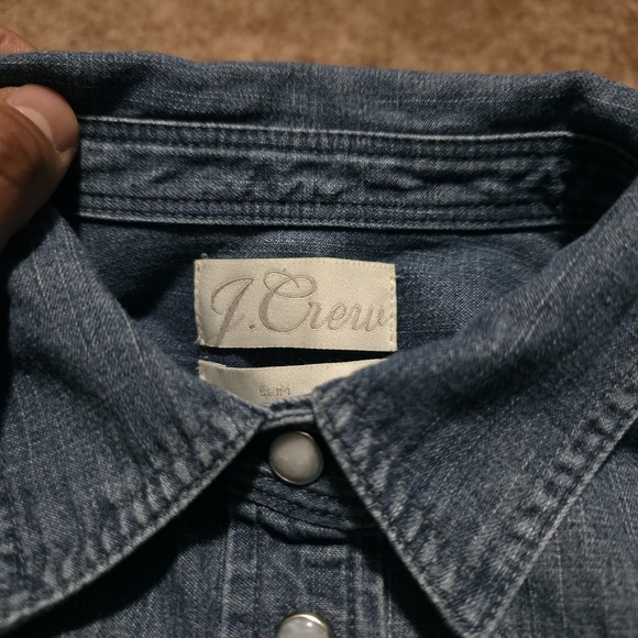J Crew Jeans Denim Shirt Womens 4 Blue Western Pearl Snap Long Sleeve Chambray - Picture 2 of 8